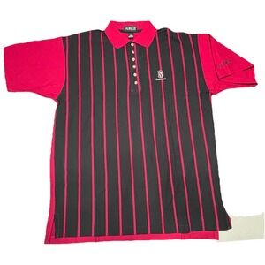 Vintage Aureus Polo Shirt XL Made in USA Black Red Striped Scottsdale Golf
